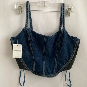 Forever 21 Denim Cropped Cami, size L